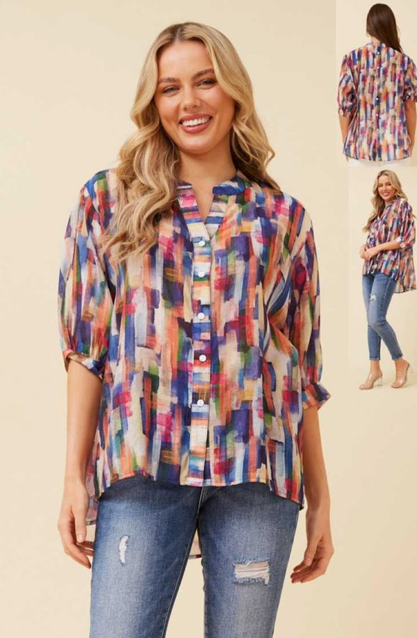 Sally shirt - multi colour back button detail