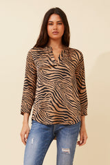 Bronze zebra print blouse