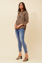 Bronze zebra print blouse