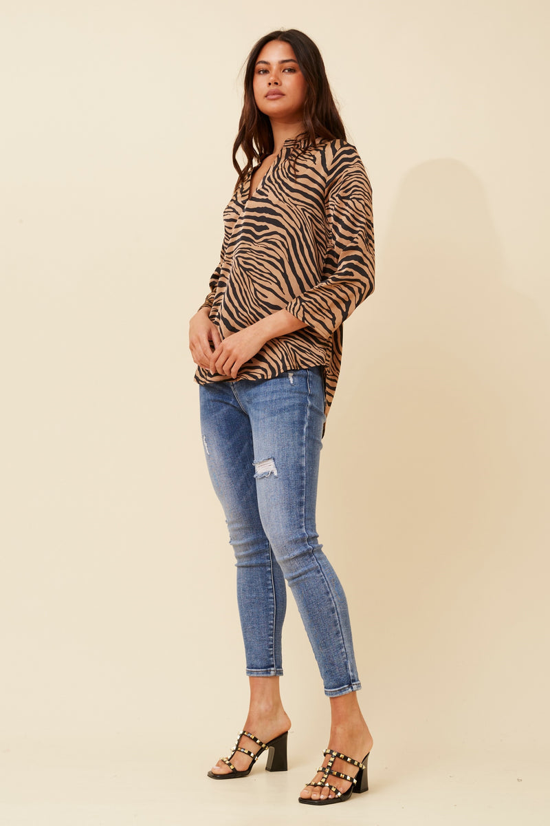Bronze zebra print blouse