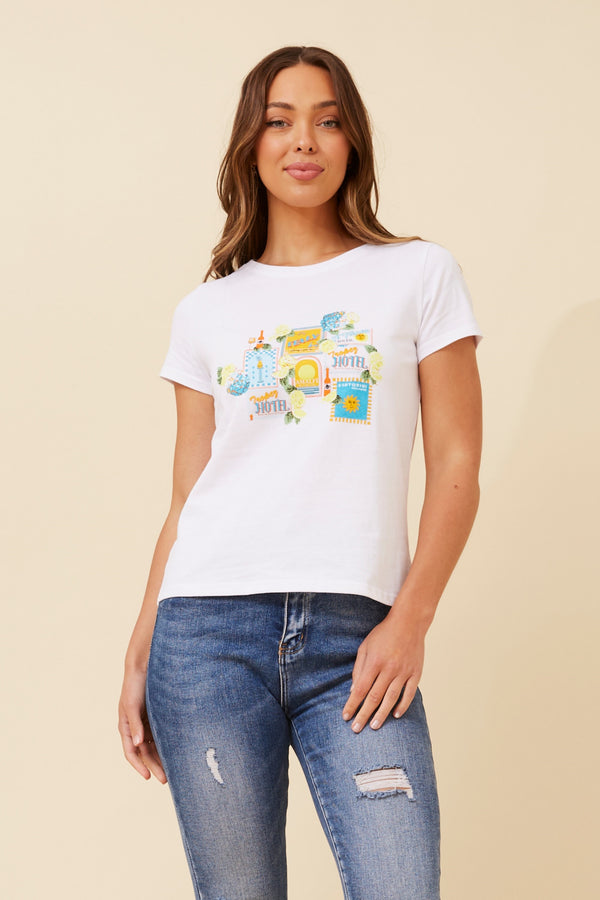 Amalfi print t-shirt- White/Multi