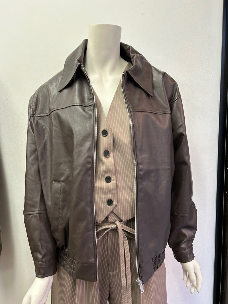Sara PU jacket - Chocolate