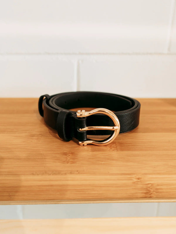 Jean Classic Horseshoe Buckle Belt - black