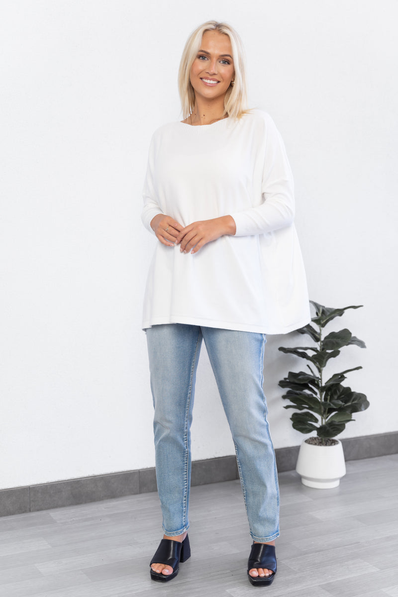 Cher plain board neck knit - white