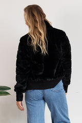 Jordyn Faux Fur Bomber Jacket - Black