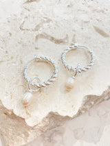 Twist Pearl Drop Silver Plated Earrings