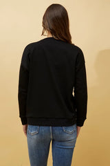 LUXE SEQUIN EVIL EYE SWEAT SHIRT- black