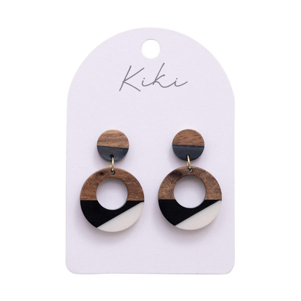 KiKi Geo Wood Circles Earrings