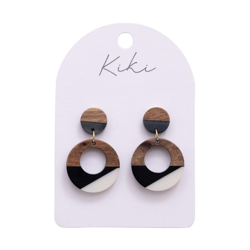 KiKi Geo Wood Circles Earrings