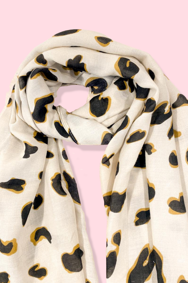 Addie Scarf - Animal Print Neutral/Mustard