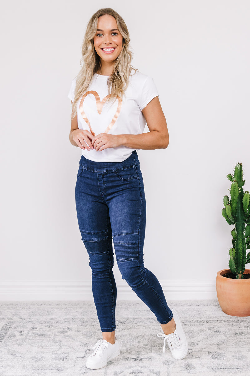 Dee Pull Up Jeans - Dark Wash