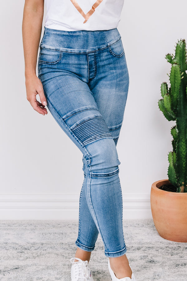 Dee Pull Up Jeans - Denim Blue