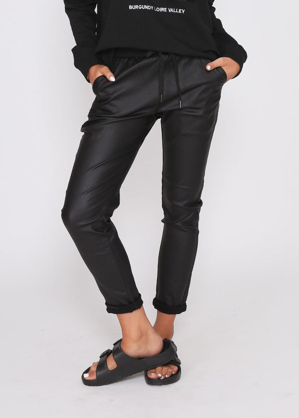 Wet Look Jogger - Black